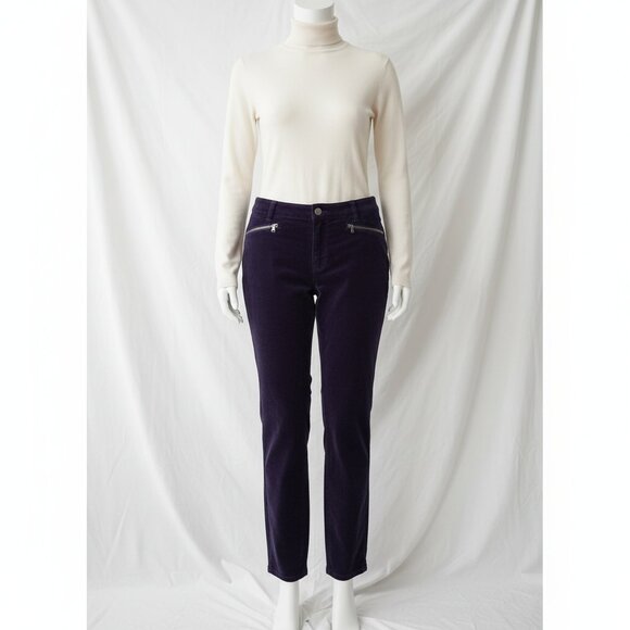 NWOT Chico’s Black Label Women’s Purple Velour Zipper Statement Pants Size S - Picture 3 of 14